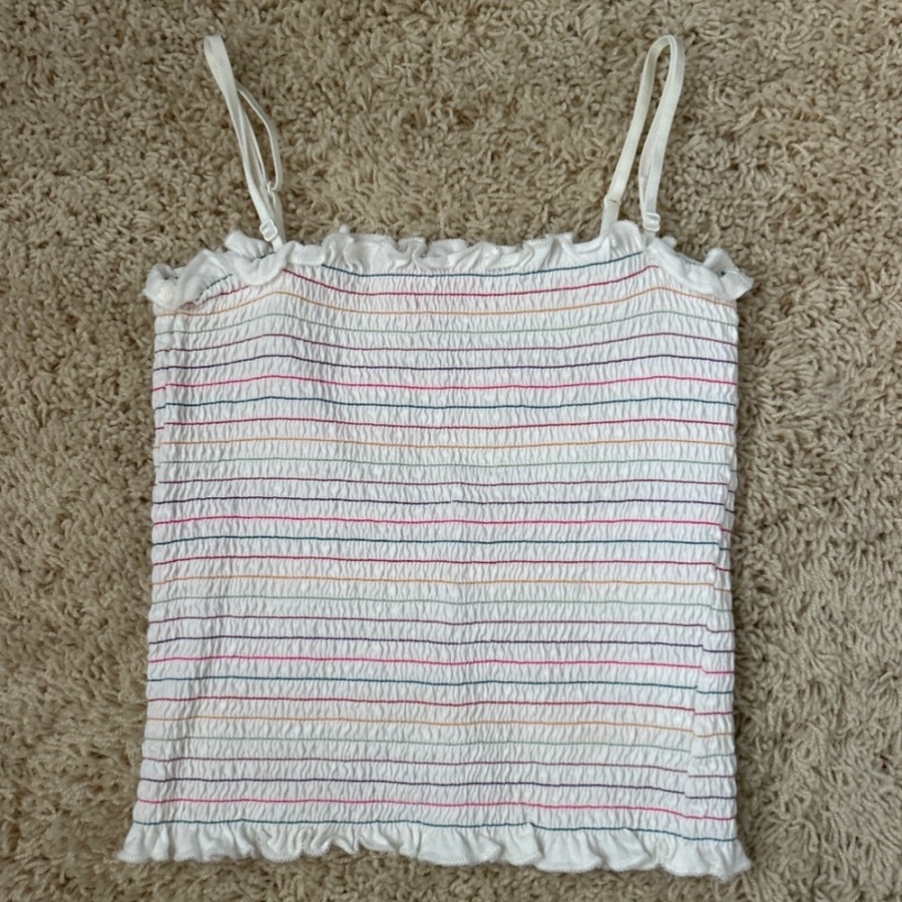 Me.n.u smocked striped girls tank top Size 8 with adjustable straps